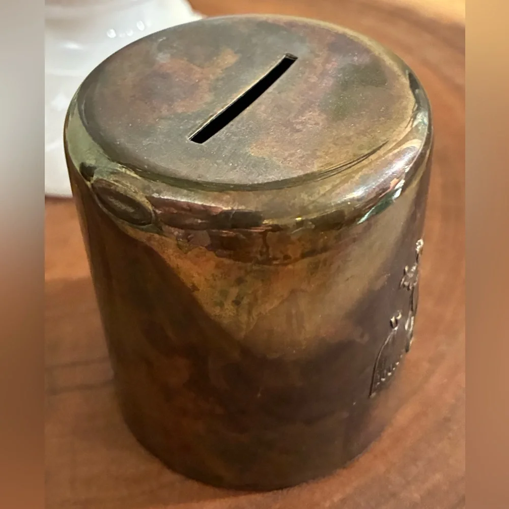 Rare Vintage Nickel Silver Pluto Coin Bank with Key, Excellent Condition